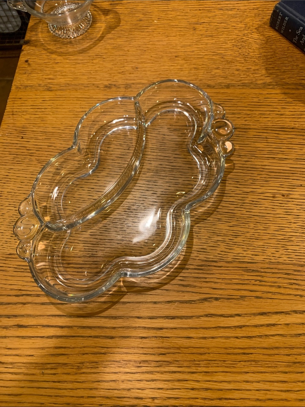 Vintage Clear Divided Glass Serving Tray